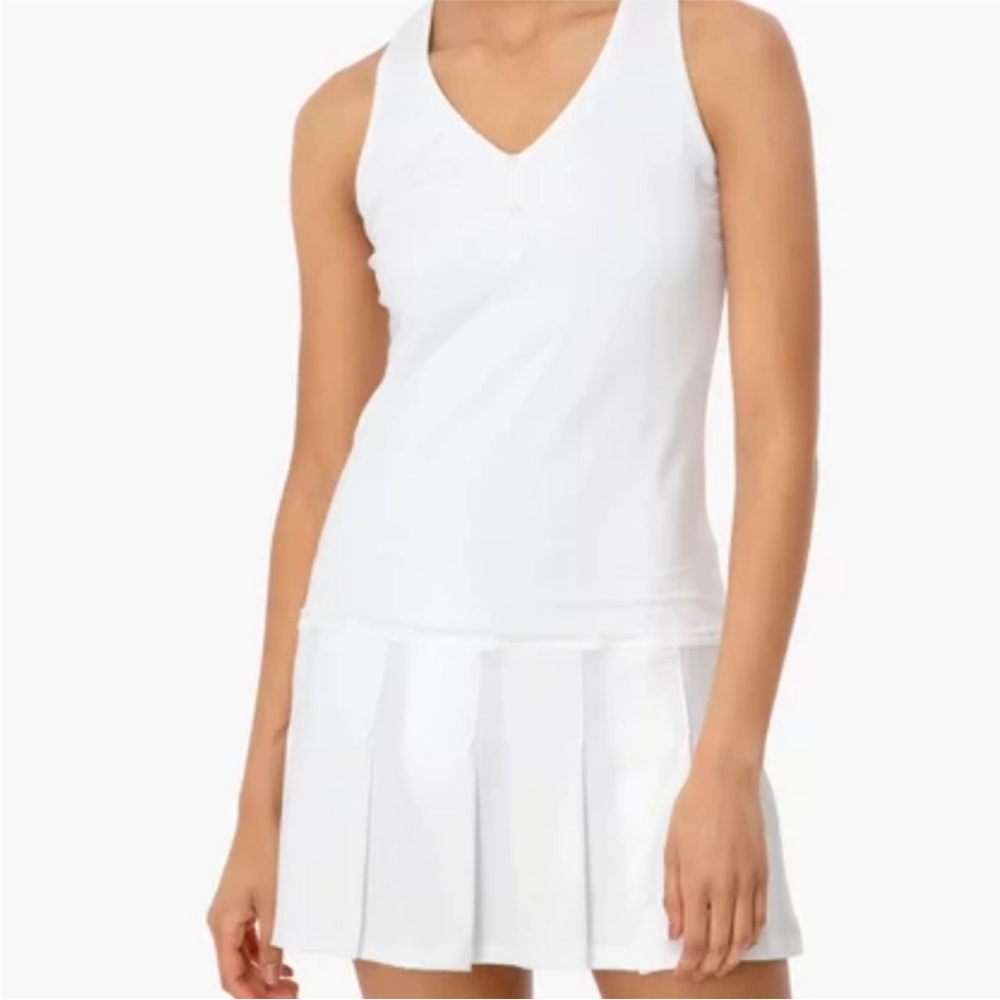 Boast Court White Scoop Neck Pleated Tennis Dress size Large